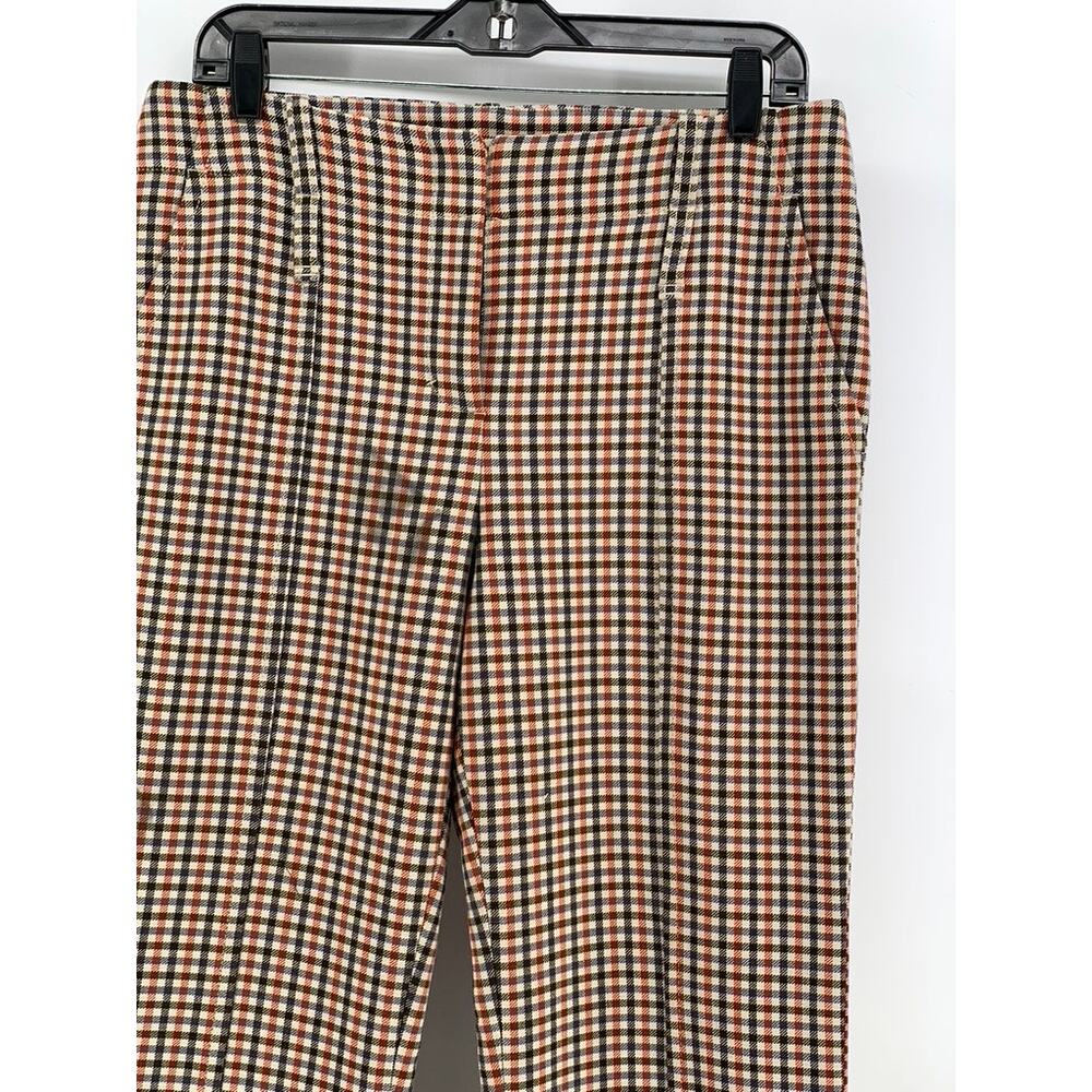 TORY BURCH Women's Orange-Black-Beige Gingham Flare Pants SZ 8(L) - Picture 6 of 10